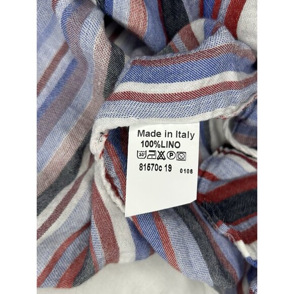 Florence Florencia Striped Boho 100% Linen Top Womens M Off Shoulder Tomato Girl - Picture 12 of 12